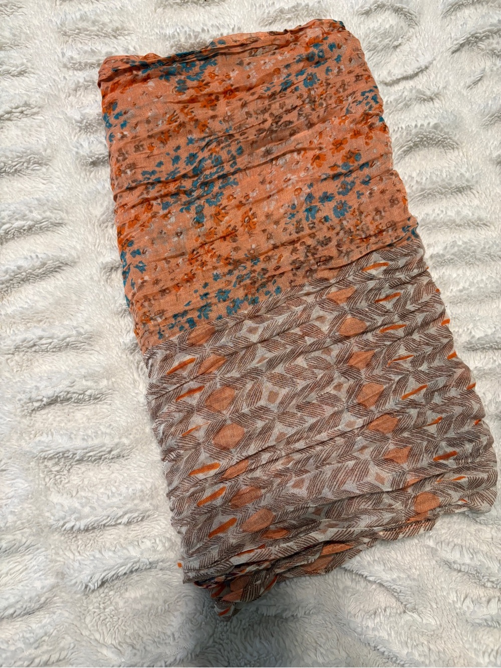 Orange Floral Crinkled Scarf - Home Accents - Picture 2 of 2